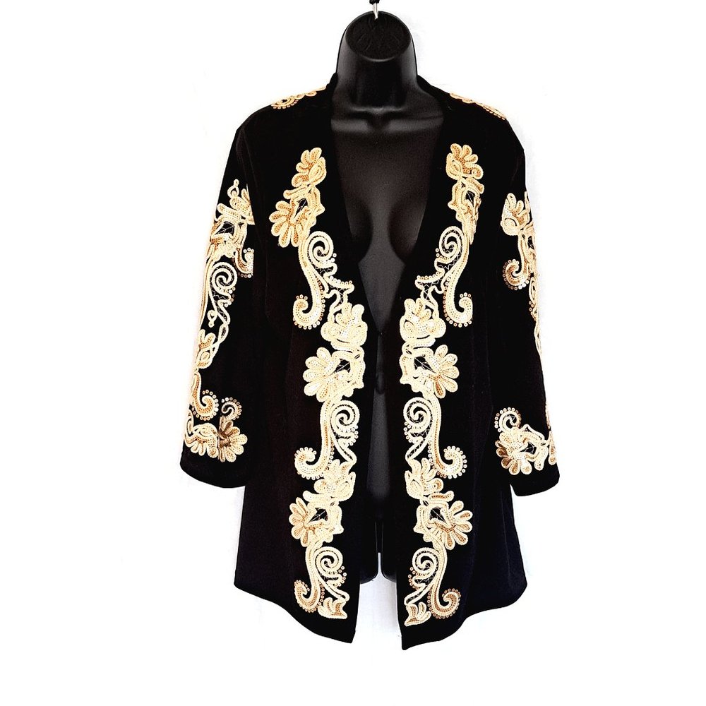 Lauren Michelle Women's Embroidered Black Sweater Size XL